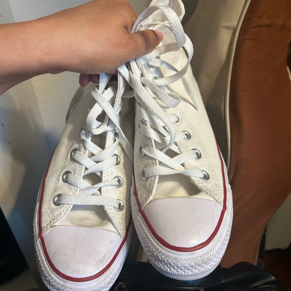 Converse White and Red High-Top Sneakers